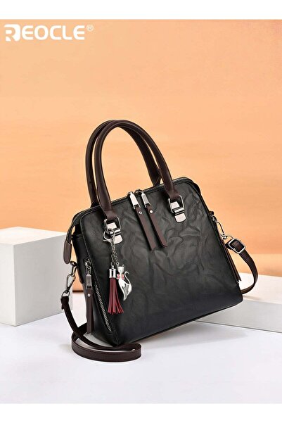REOCLE Women's Leather Tote Crossbody Bag with Little Fox Pendant, Adjustable...