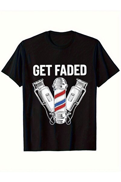 12 Teknoloji تي شيرت رجالي من Get Faded Barber Shop يتميز بتصميم جرافيك لفنيي...