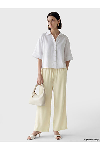 LC Waikiki Nevavm Women's Wide Leg Pants with Elastic Waist and Difference in...