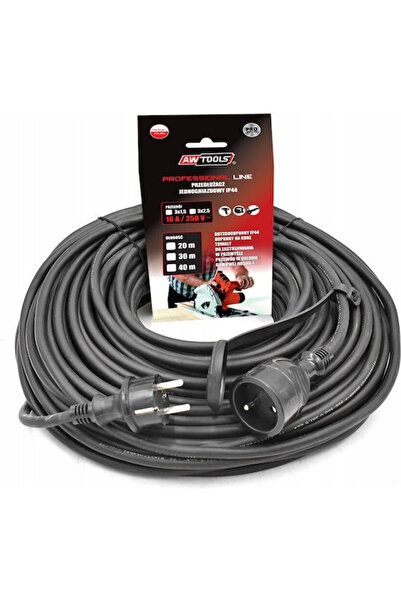 AwTools Cablu prelungitor impermeabil 3 x 1.5mm²/20m Portocaliu