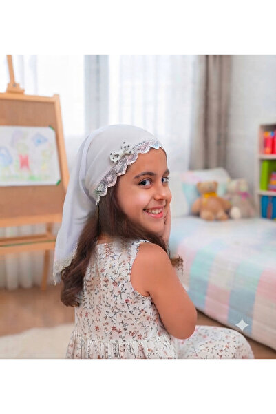 tayuya قبعة مثلثة الشكل للفتيات مزينة بالدانتيل وربطة عنق 100% فيسكوز - أبيض ...