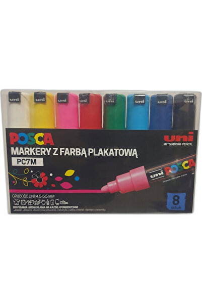 POSCA Markere de design multicolore, 8 bucăți