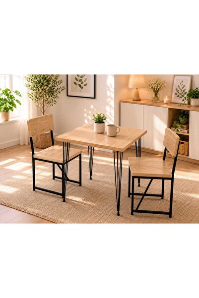RENGİBİZ Metal Ayaklı Masa ve 2’li Sandalye Takımı – Balkon, Mutfak ve Yemek ...