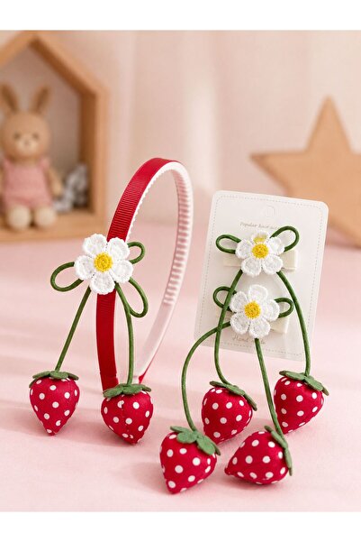EMKSHOP Strawberry Design Crown and Hairpin Buckle Set