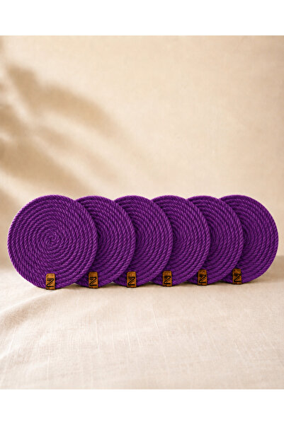 Naspar Purple Color 6 Coasters |   12 cm Tea, Cup, Mug, Coffee, Candle, Cold ...