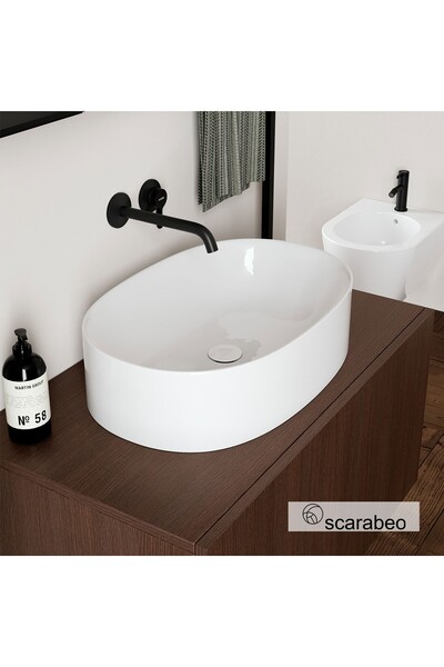 SCARABEO Skinny Επικαθήμενος Νιπτήρας Πορσελάνης 60x40εκ White