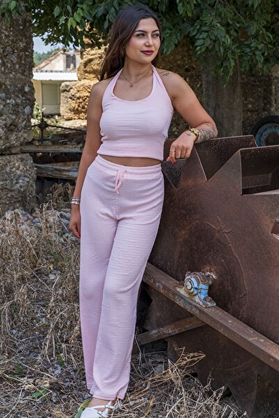 Zenaelle Boyundan Geçirmeli İkili Pembe Takım