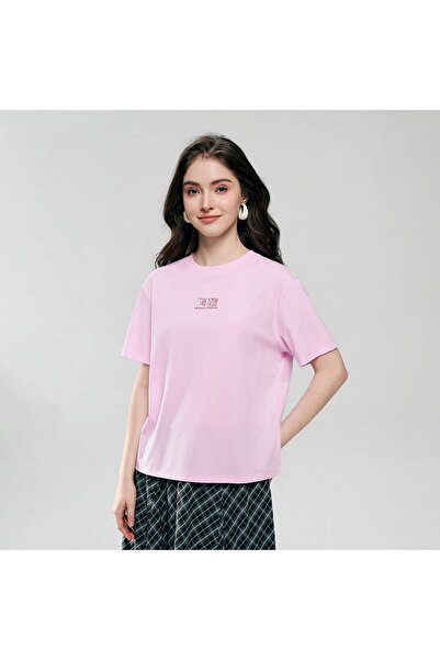 Giordano تي شيرت نسائي من القطن بطباعة جرافيك على طراز بوي فريند