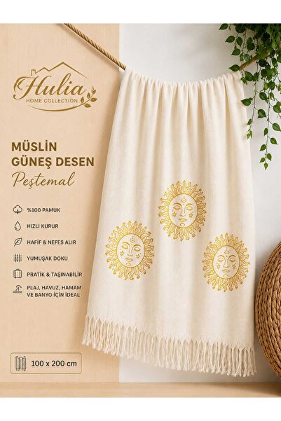 hulia home Peshtemal Muslin 100% Cotton 100*200 cm Beach-Pool-Hammam Towel Bu...