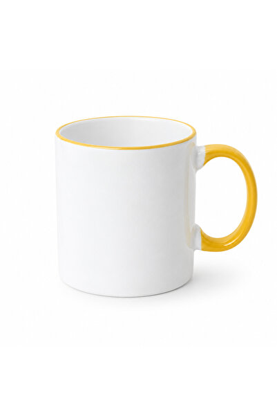 GENERIC4 Ceramic Cups Colored Rimmed 330ml Yellow Color