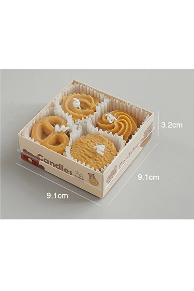 mutlu adım 4 Adet Mini 3cm Kurabiye Mum Kurabiye Kokulu