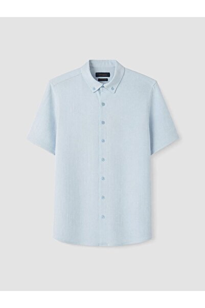 LC Waikiki Southblue Blue Regular Fit Men's Textured Shirt