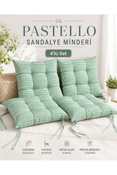 UYKUPEREST Pastello 4-Piece Chair Cushion 40X40 Lace-Up Puffy Silicone Filled...