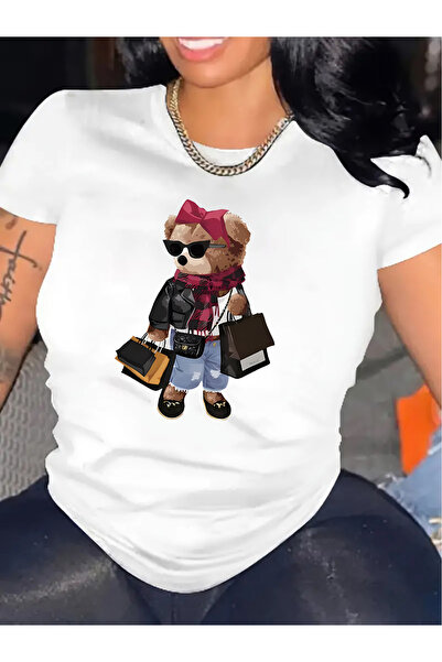 BASEPULSE تي شيرت Cozy Bear Graphic Tee Wo Fashion كاجوال برقبة دائرية وأكمام...