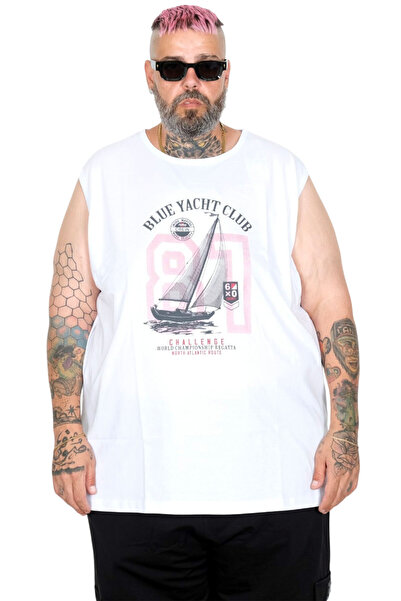 ModeXL Mode XL Large Size Athlete Printed Mode Marına 26016 White