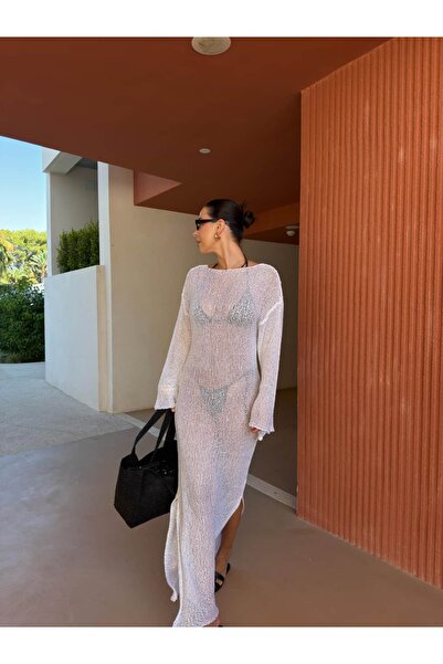 sinemkivanc co Sequined Knitwear Long Beach Dress