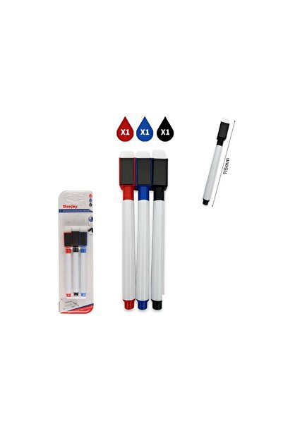 idei Set 3 Markere Mici Tablă Albă, 3 Culori (Roșu, Albastru, Negru), Lungime...