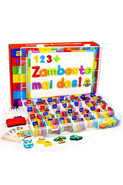 Simply Joy Set de 253 de piese cu litere și numere magnetice, 1 tablă magneti...