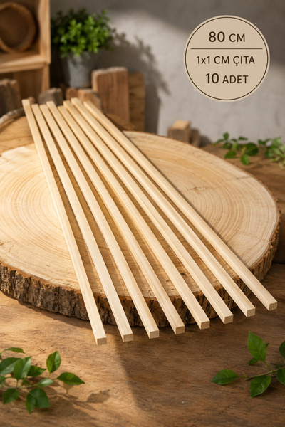 sgeteknoloji SGE TEKNOLOJİ Ahşap Çıta (ÇAM AĞACI) 1 Cm X 1 Cm X 80Cm (10 ADET)