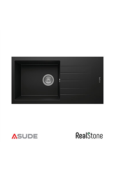 RealStone P010 Assos Damlalıklı Granit Evye 760x435 mm Siyah
