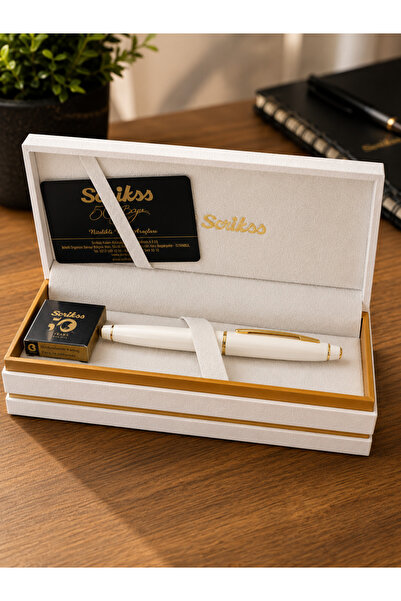 Scrikss Premium Beyaz Gold Roller Kalem