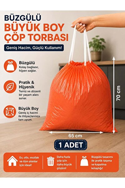 şirineşyalarım 1 Adet Büyük Boy Büzgülü Çöp Torbası 60 LT