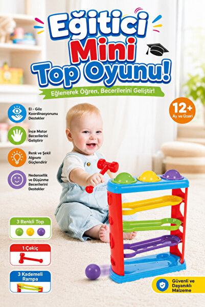 craftivio ğitici Mini Top ve Çekiç Oyunu 12+ Ay İnce Motor Geliştirici Bebek ...