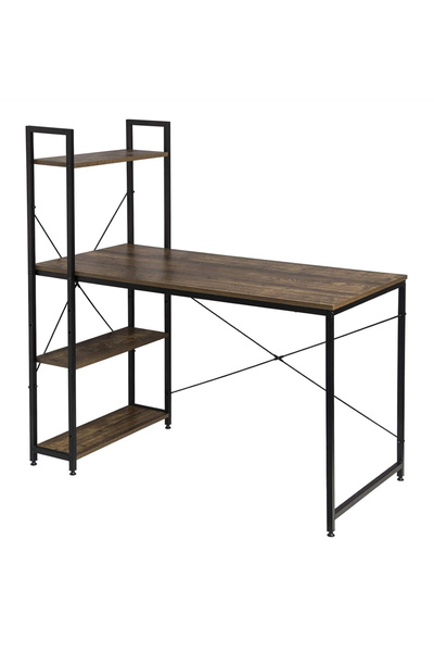 OEM HOME USE γραφείο HUH-0249 με ραφιέρα, 120x60x122cm, καφέ/μαύρο