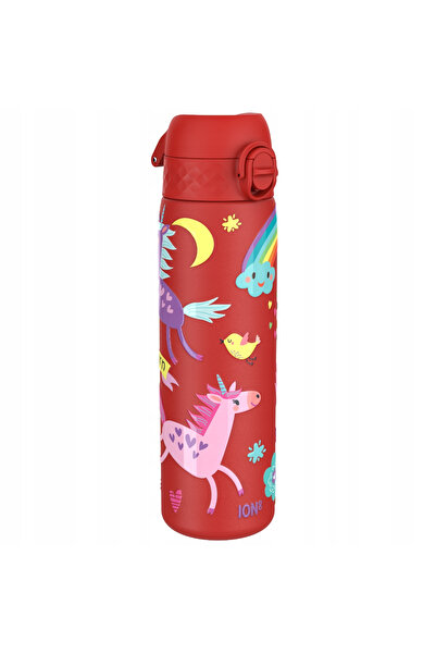 Ion8 Bidon sportiv Unicorns, 600 ml, rosu, design compact, din otel inoxidabil