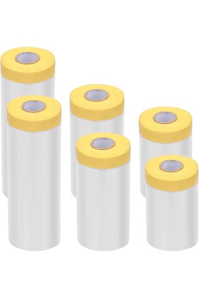 Arabest 6-Pack Pre-Taped Masking Film, Assorted Sizes 21.6/43.3/59 Inch x 65....