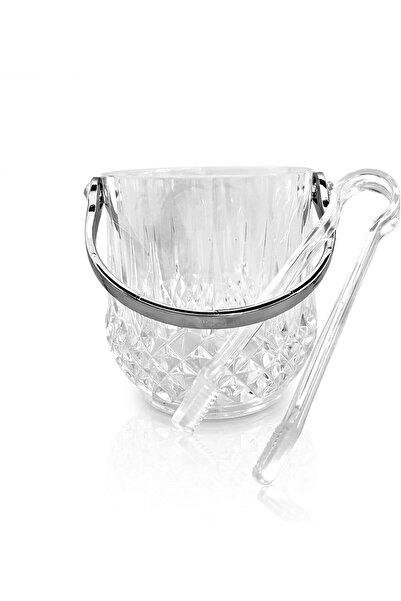 Cuisine Art Crystal Cut Glass Ice Bucket with Tongs – 1.2L Elegant Barware Se...