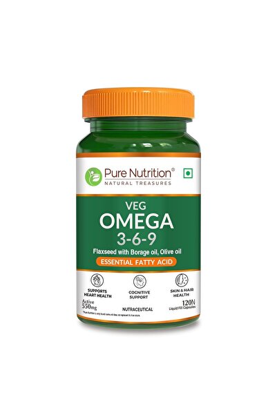 Pure Nutrition Vegan Omega 3-6-9 (550mg) - 120 Capsules for Men & Women | Fla...