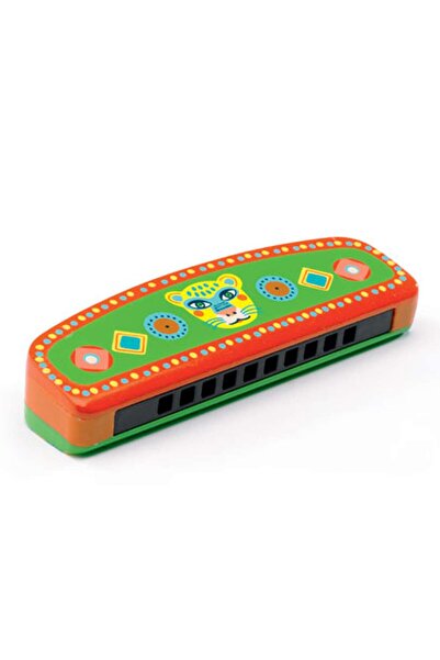 djeco Ακορντεόν Tiger 06011 Ξύλινο 13x4x3εκ. Πράσινο-Πορτοκαλί