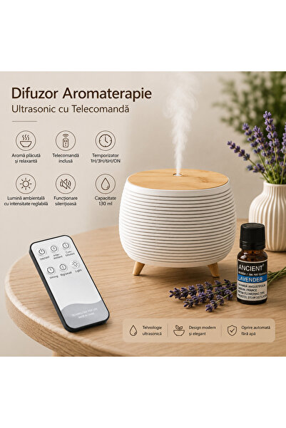 Ancient Wisdom s.r.o. Set Aromaterapie – Difuzor Ultrasonic + 1 Ulei Esențial...