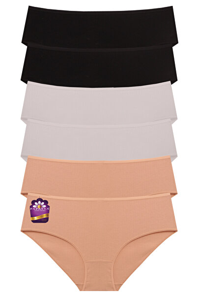 papatya lingerie Cotton Ribbed High Waist Basic Battal Panties 6 Pack Size 44...