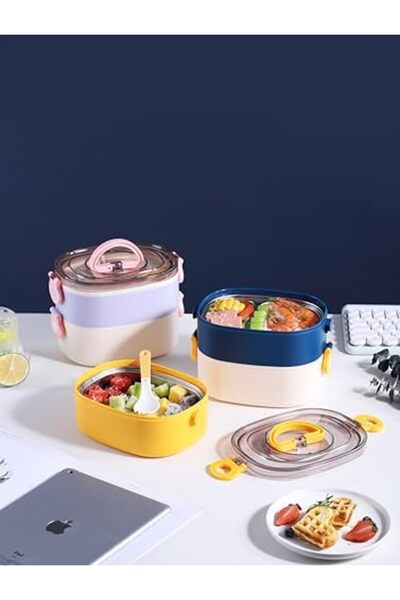 Yıldızan Msa Shop Lunch Box Two Layers - Stainless Steel - 1900ml New Generat...