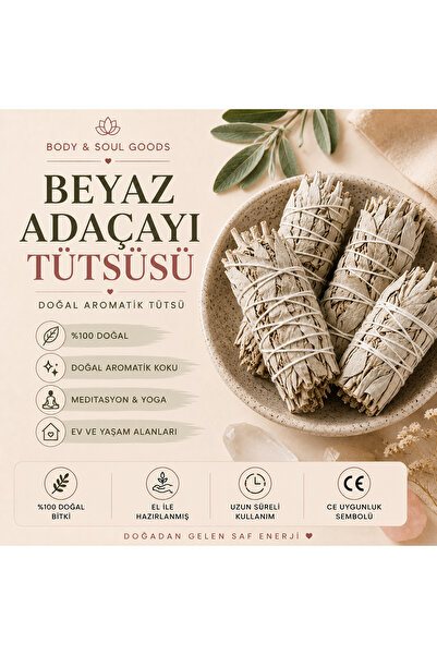 Body and Soul Goods Body & Soul Goods Doğal Beyaz Adaçayı Tütsüsü | White Sag...