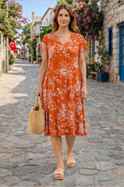 BUTİK AYVİTRİN Women's Patterned Viscose Dress