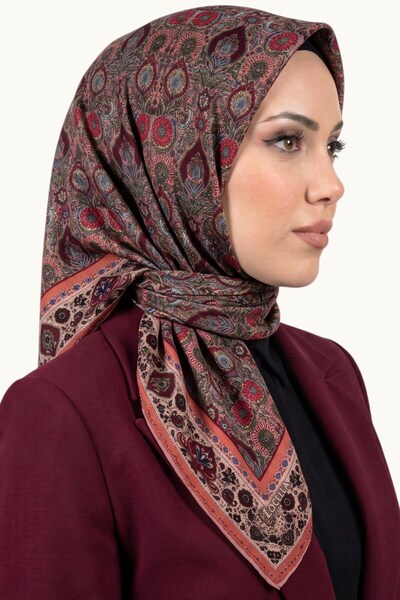 hadiora وشاح نسائي ناعم من القطن العضوي بزخارف زهرة الرمان والزهور العرقية وا...