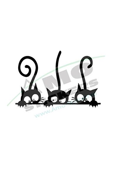 Amo-Stickers Sticker auto 3 Pisici 25cm Verde