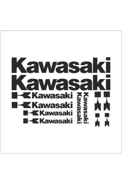 Amo-Stickers Αυτοκόλλητο μοτοσικλέτας Kawasaki, Σετ άνω-κάτω, 3 Μαύρα
