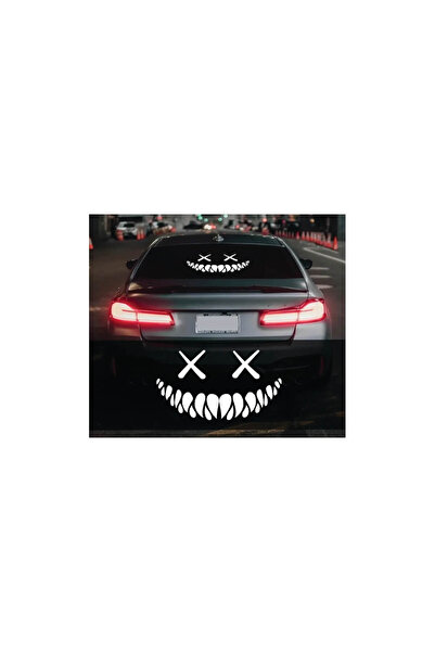 Amo-Stickers Sticker Auto Luneta Demon 60cm Argintiu