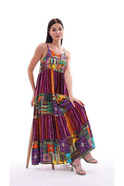 DazzUp Women's Ethnic Patterned Strap Dress