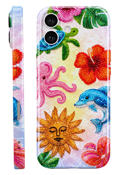 WANNA PROTECT iPhone 16 Sea Summer Protect Slim Parlak Tam Kaplayan Baskı Kam...