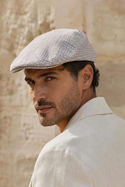 Külah Taormina Stone Keten Textured Slim Fit Kasket – Flat Cap |   Riviera Co...