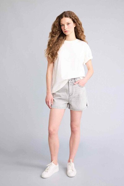 DeFacto Mom Fit Ψηλόμεσο Τζιν Σορτς με Κοντό Πόδι G8345AX26SM