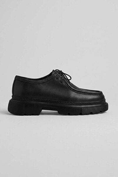 ablukaonline Men's Genuine Leather Thick Sole Loafers Black