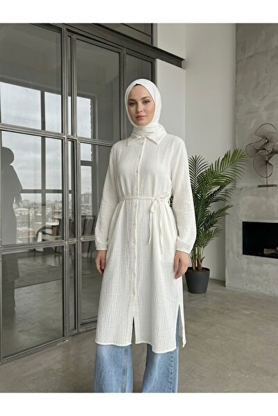 Naknaku Slit Detail Long Tunic-Ecru