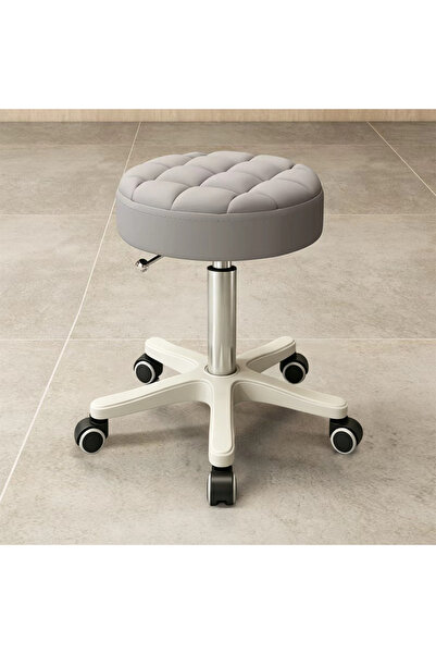 Snooe Round Rolling Stool Chair Faux Leather Height Adjustable Swivel Draftin...