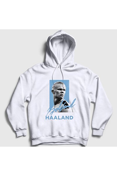 Presmono Unisex White Signature Erling Haaland V2 Football Hooded Sweatshirt ...